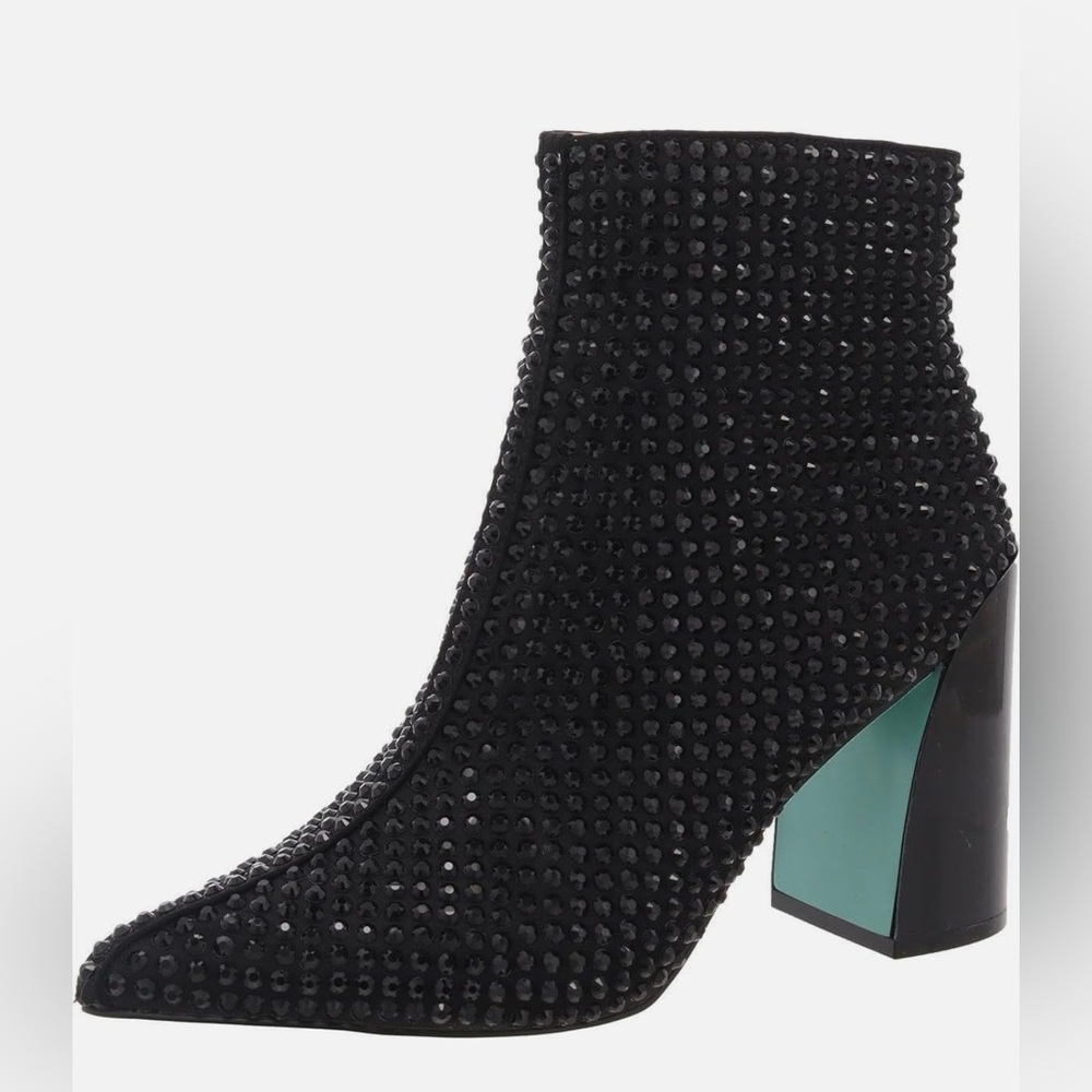 Betsey Johnson COLBY Black Studded Ankle Boots